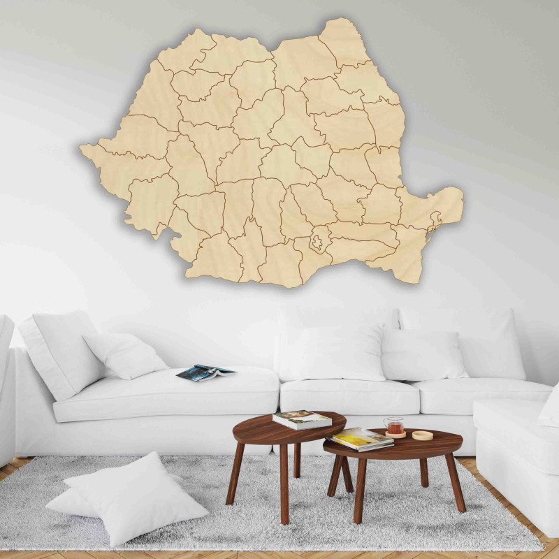 Holzkarte an der Wand Rumänien - 42 Stück | SENTOP