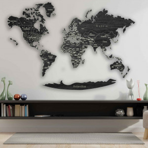 Weltkarte aus Holz an der Wand | SENTOP