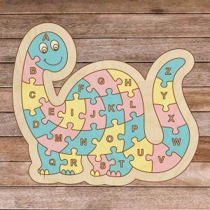 Holzpuzzle für Kinder - Dinosaurier und Alphabet A-ZET 26 Teile | SENTOP H006
