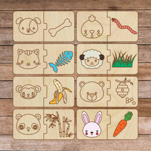 Holzpuzzle für Kinder - Tiere und Nahrung - 16 Teile | SENTOP H007
