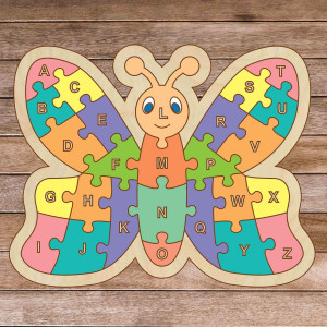Kinderpuzzle aus Holz - Alphabet Schmetterling A-ZET 26...