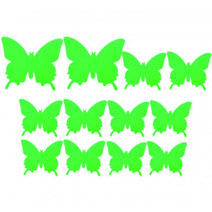 Farbe Aufkleber Schmetterling, grüne Lichter - Schmetterling, 1 Satz - 12 Stück