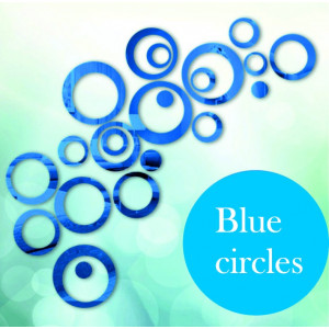 Dekoration, Wandaufkleber - blaue Kreise cm 4x13.6, 4x11, 4x9, 4x5,5, 4x4, 4x Punkte.