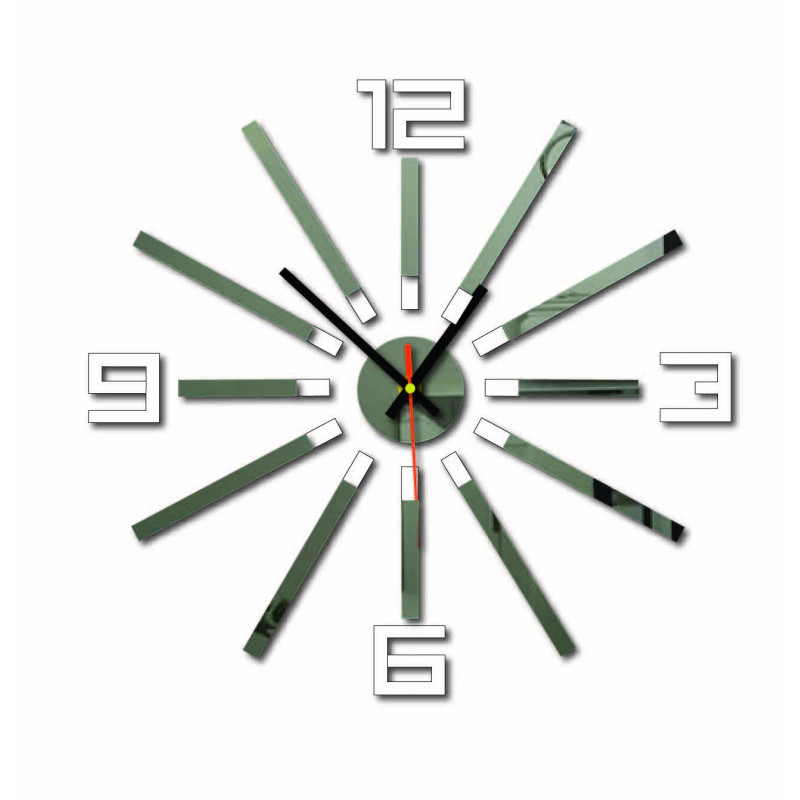 Moderne Uhr an einer Wand aus Kunststoff. Eigene Produktion, X-momon Bild an der Wand in der Küche, Wohnzimmer. X-momo