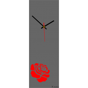 Wanduhr modern (moderne Uhr auf Rosenwand) Farbe: Rosenrot