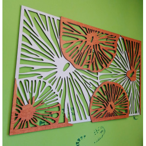 Geschnitztes Bild an der Wand aus Holz Sperrholz orange 3D-Effekt KODJAK